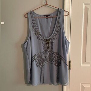 Embellished Blue Sleeveless Top